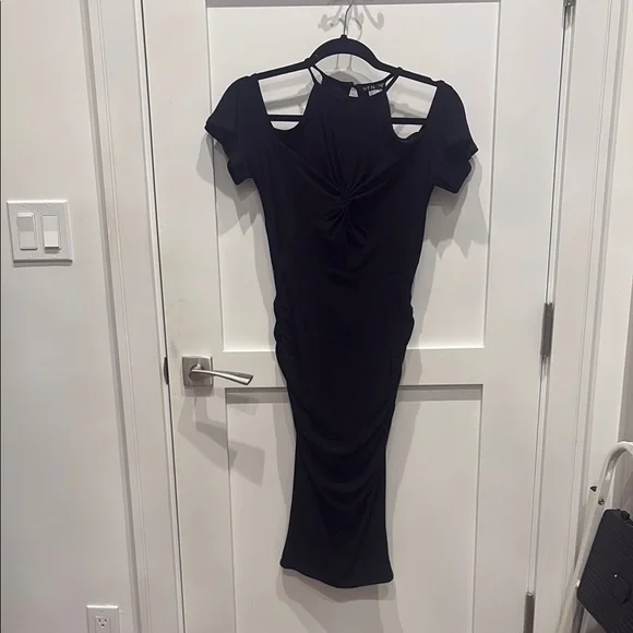 black cold shoulder bodycon dress Black Mini Dress Long Sleeve Cold Shoulder Bodycon Mesh main image 0